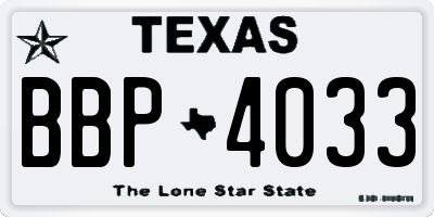 TX license plate BBP4033