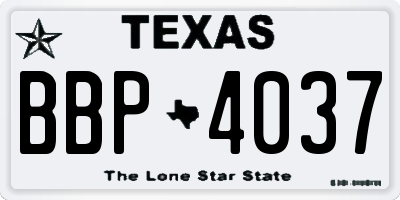 TX license plate BBP4037