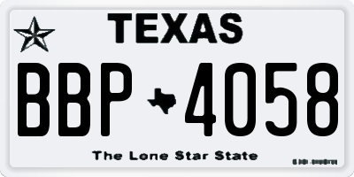 TX license plate BBP4058
