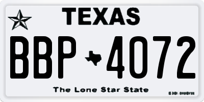 TX license plate BBP4072