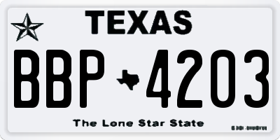 TX license plate BBP4203