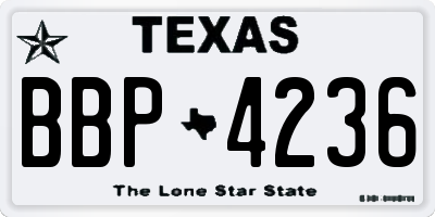 TX license plate BBP4236