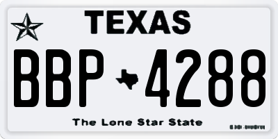 TX license plate BBP4288