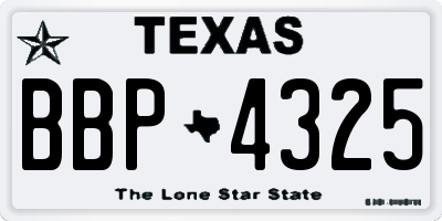 TX license plate BBP4325