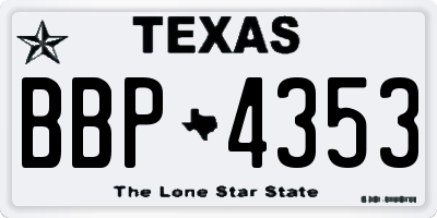 TX license plate BBP4353