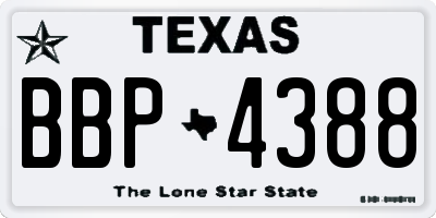 TX license plate BBP4388