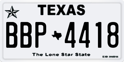 TX license plate BBP4418