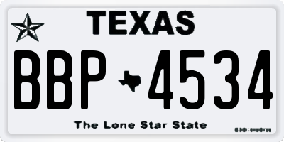 TX license plate BBP4534