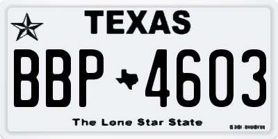 TX license plate BBP4603