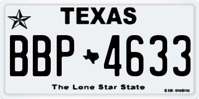 TX license plate BBP4633