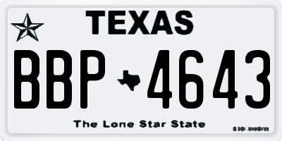 TX license plate BBP4643