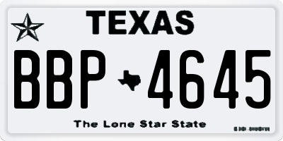 TX license plate BBP4645