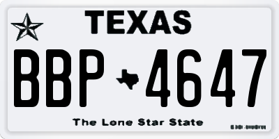 TX license plate BBP4647