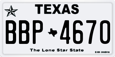 TX license plate BBP4670