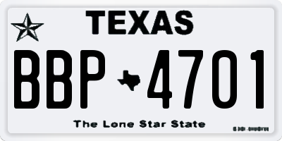 TX license plate BBP4701