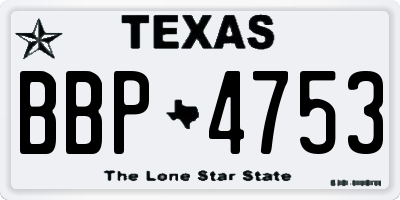 TX license plate BBP4753