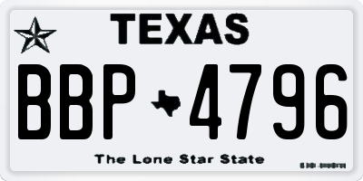 TX license plate BBP4796