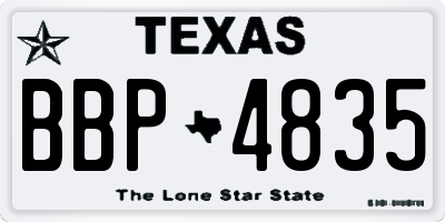 TX license plate BBP4835