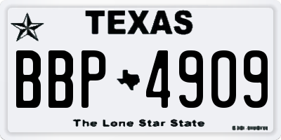 TX license plate BBP4909