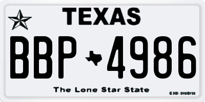 TX license plate BBP4986