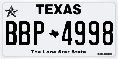 TX license plate BBP4998