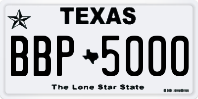 TX license plate BBP5000