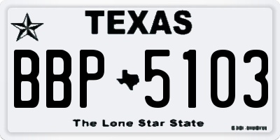TX license plate BBP5103