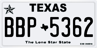 TX license plate BBP5362