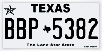 TX license plate BBP5382
