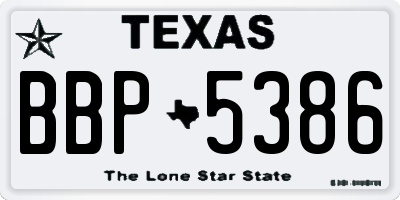 TX license plate BBP5386