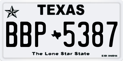 TX license plate BBP5387