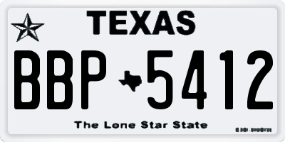 TX license plate BBP5412