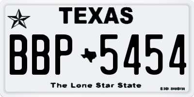 TX license plate BBP5454