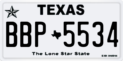 TX license plate BBP5534