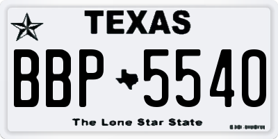 TX license plate BBP5540