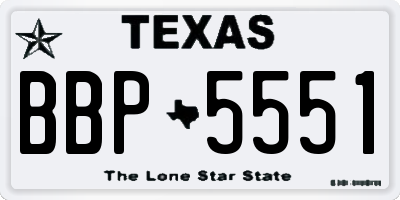 TX license plate BBP5551