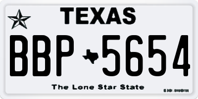 TX license plate BBP5654