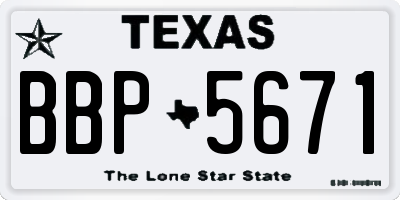 TX license plate BBP5671