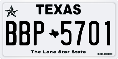 TX license plate BBP5701