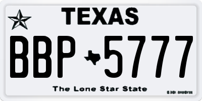 TX license plate BBP5777