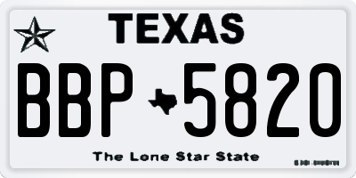 TX license plate BBP5820