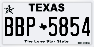 TX license plate BBP5854
