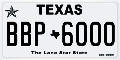 TX license plate BBP6000