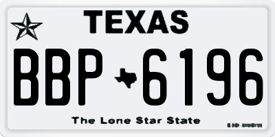 TX license plate BBP6196