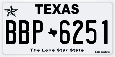 TX license plate BBP6251