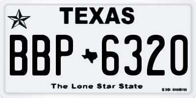 TX license plate BBP6320