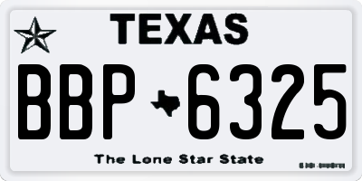 TX license plate BBP6325