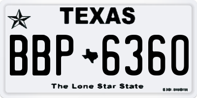 TX license plate BBP6360