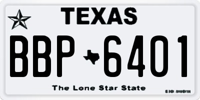 TX license plate BBP6401