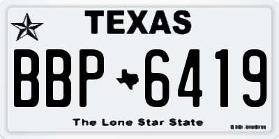 TX license plate BBP6419